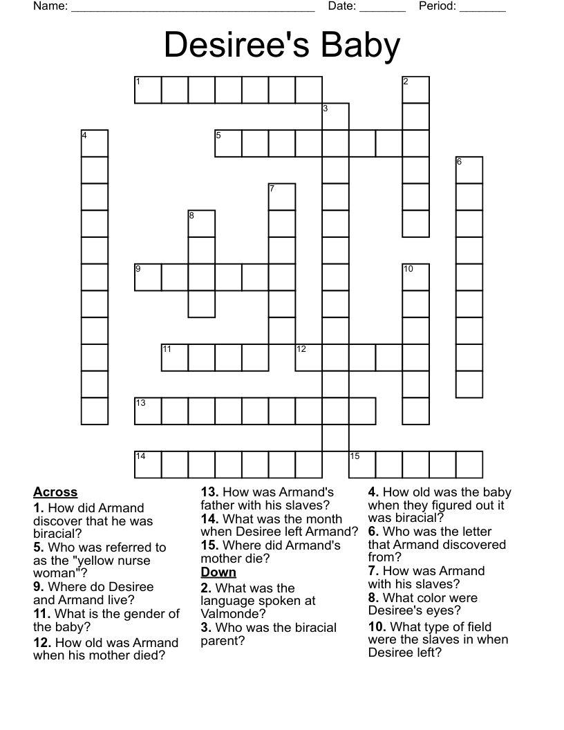 Desiree's Baby Crossword