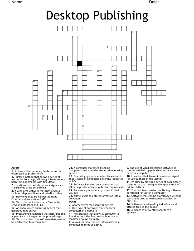Desktop Publishing  Crossword