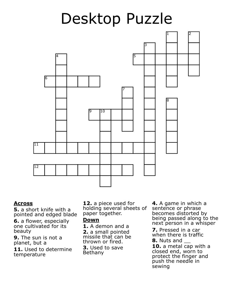 Desktop Puzzle Crossword