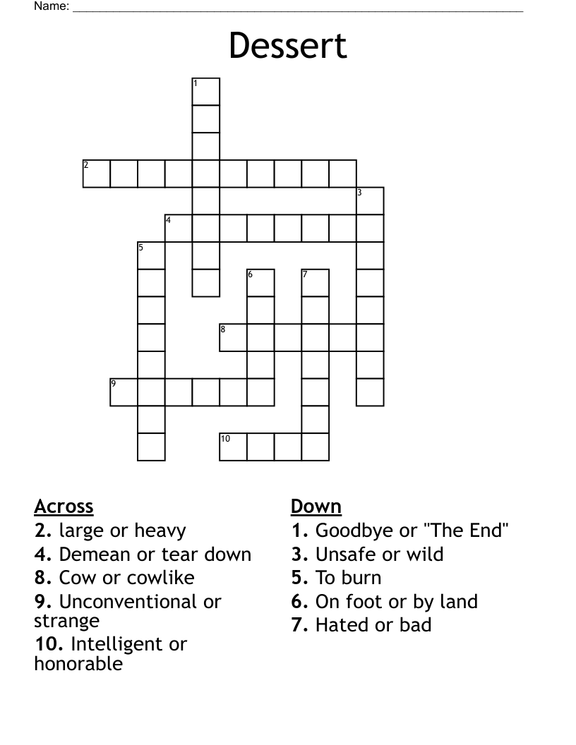 Dessert Crossword