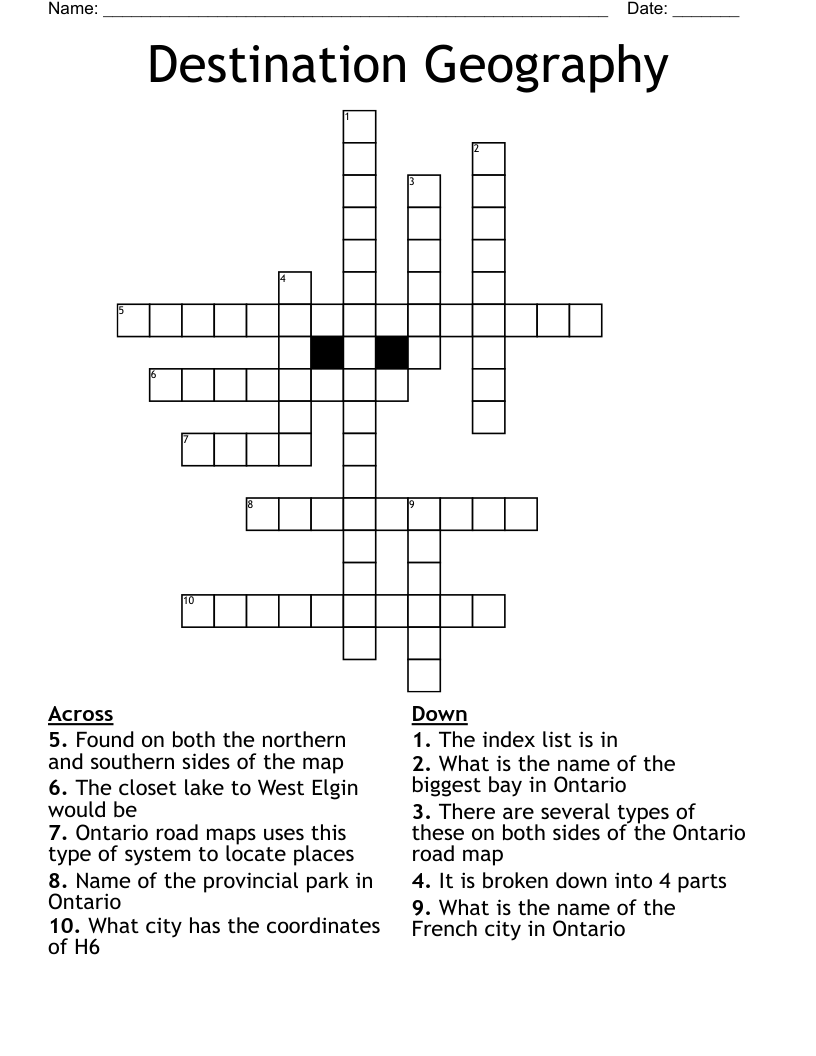Destination Geography Crossword