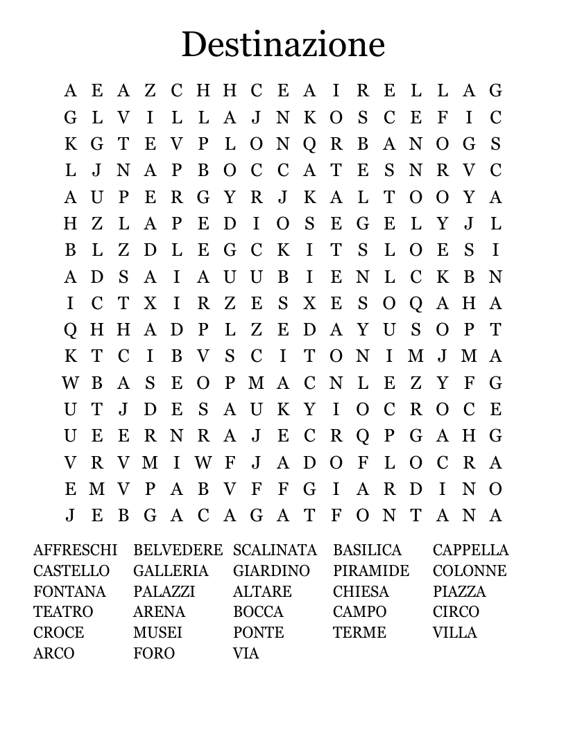 Destinazione Word Search