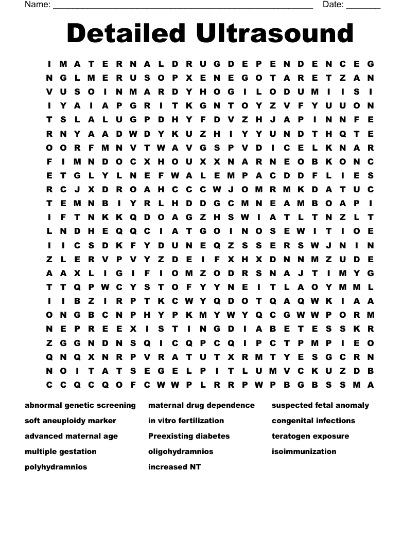 Detailed Ultrasound  Word Search