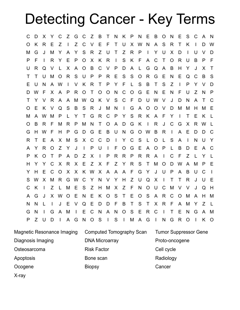 Detecting Cancer - Key Terms Word Search