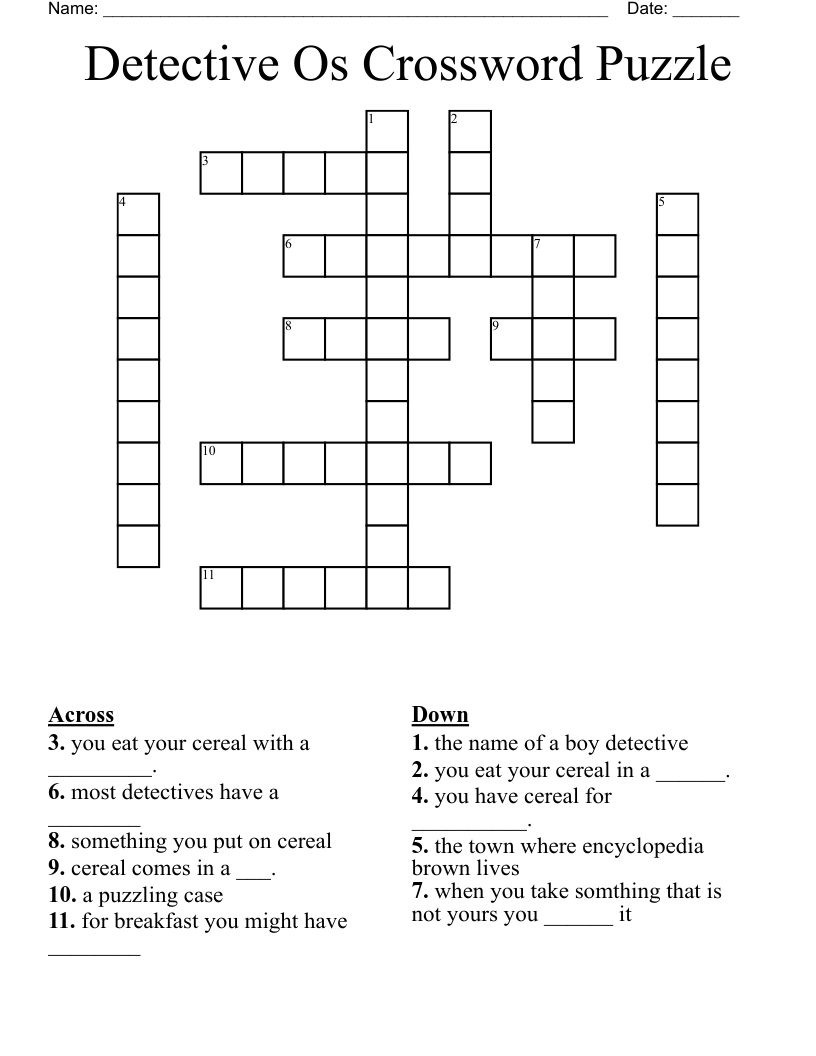 Detective Os Crossword Puzzle