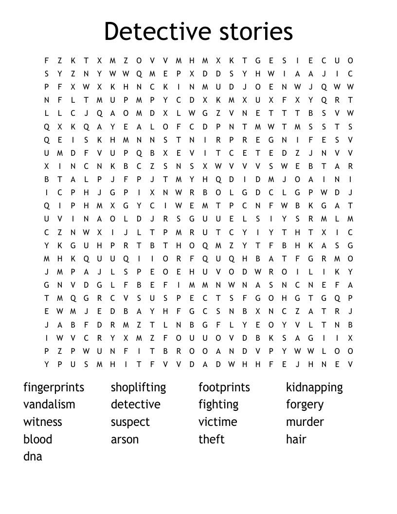 Detective stories Word Search