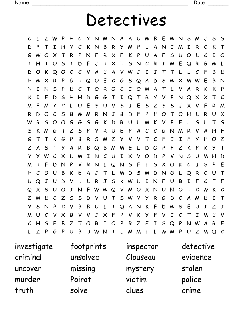 Detectives Word Search