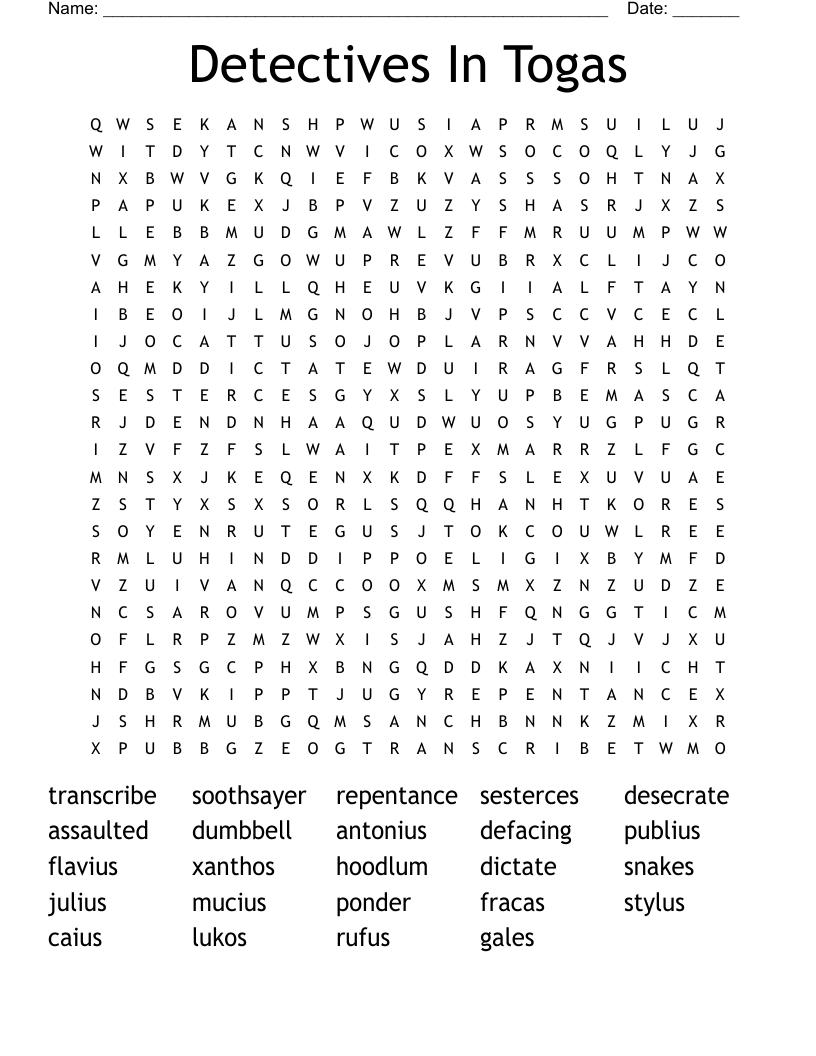 Detectives In Togas Word Search