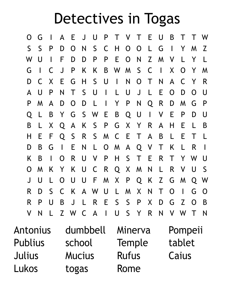 Detectives in Togas Word Search