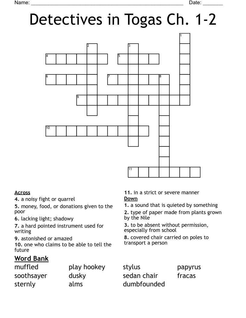 Detectives in Togas Ch. 1-2 Crossword