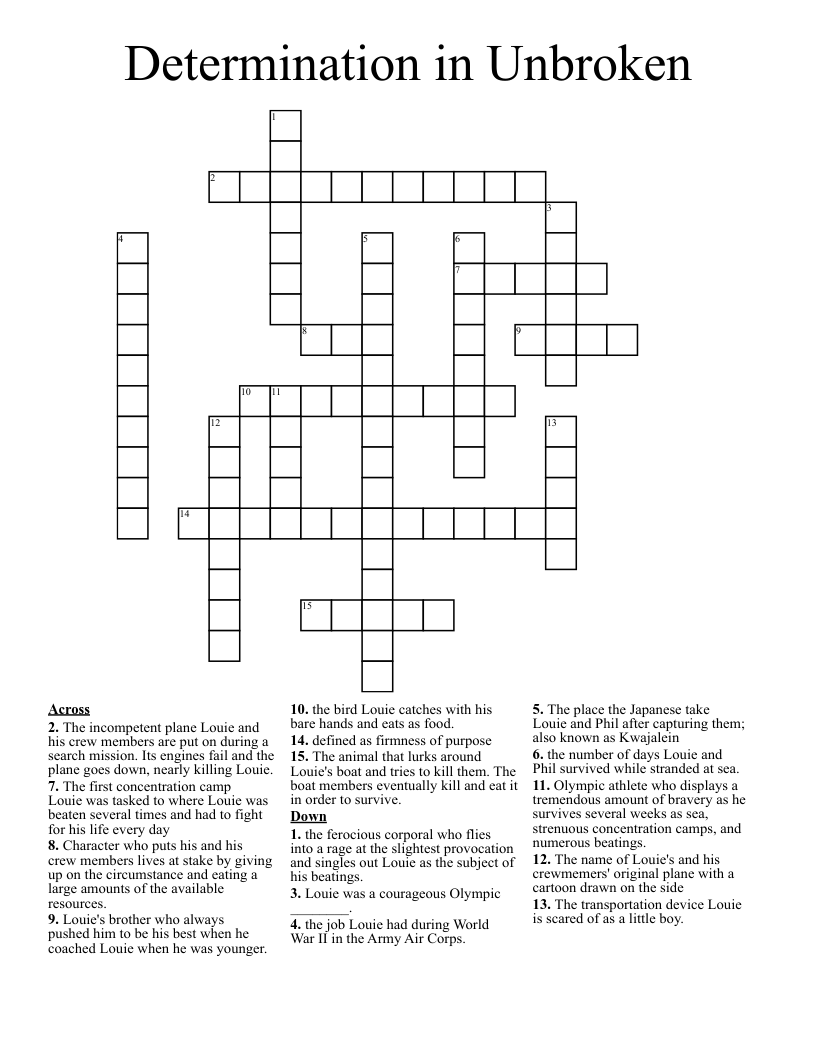 Determination in Unbroken Crossword