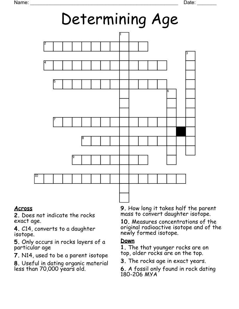 Determining Age Crossword