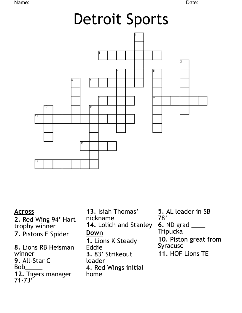 Detroit Sports Crossword