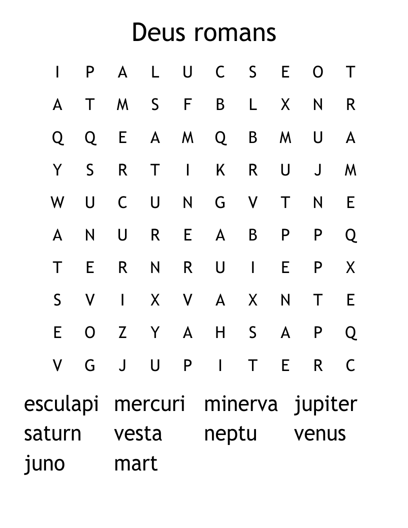 Deus romans Word Search