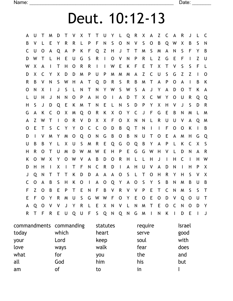 Deut. 10:12-13 Word Search