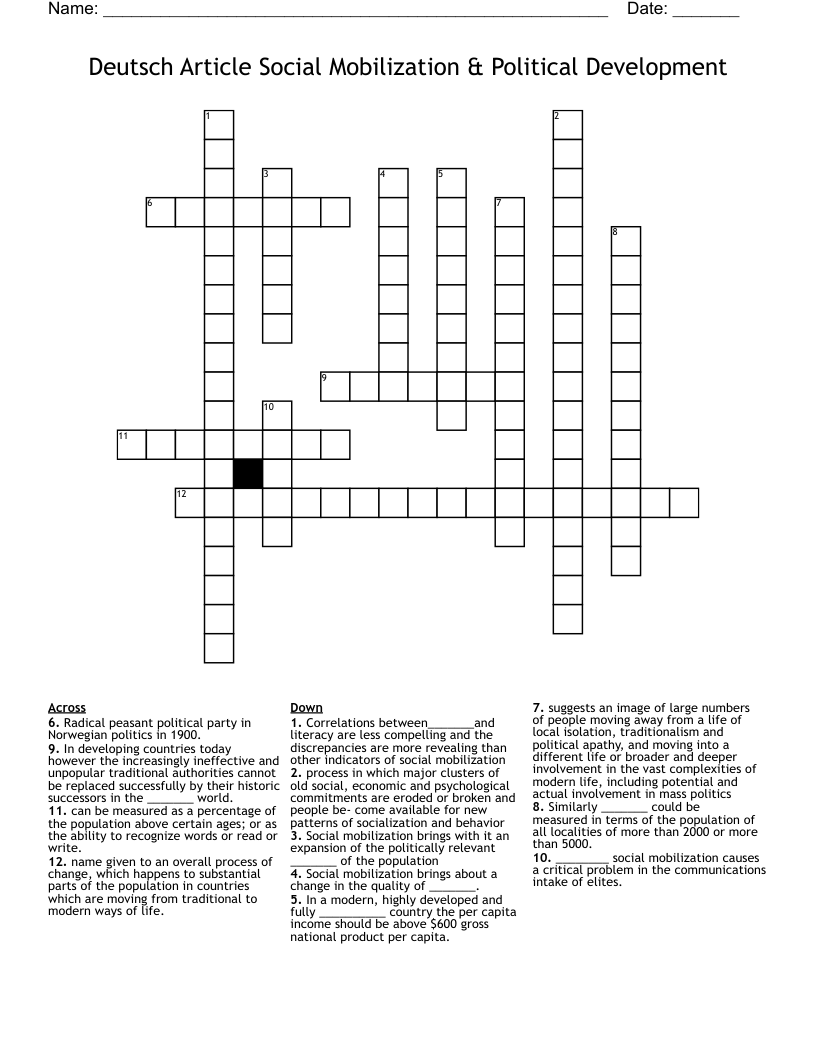 Deutsch Article Social Mobilization & Political Development  Crossword