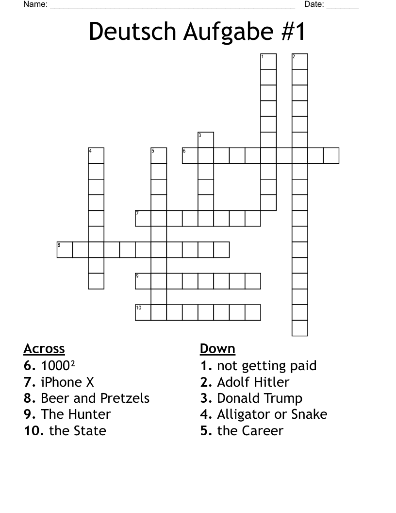 Deutsch Aufgabe #1 Crossword