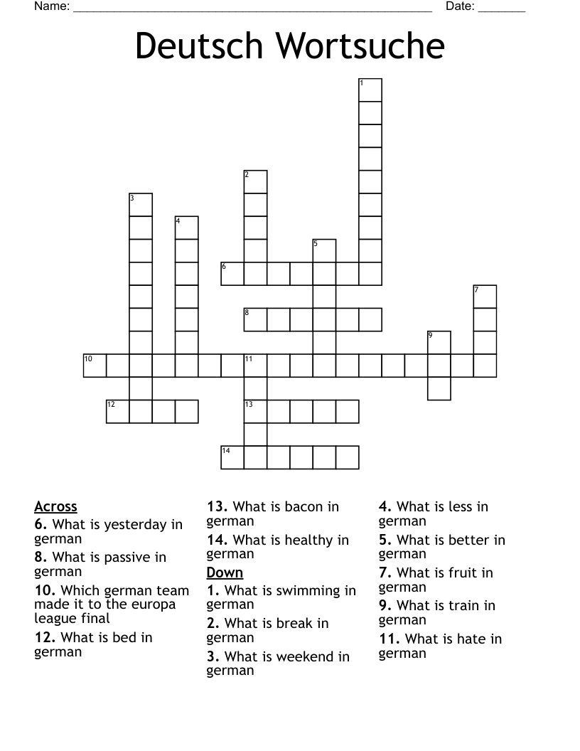 Deutsch Wortsuche Crossword
