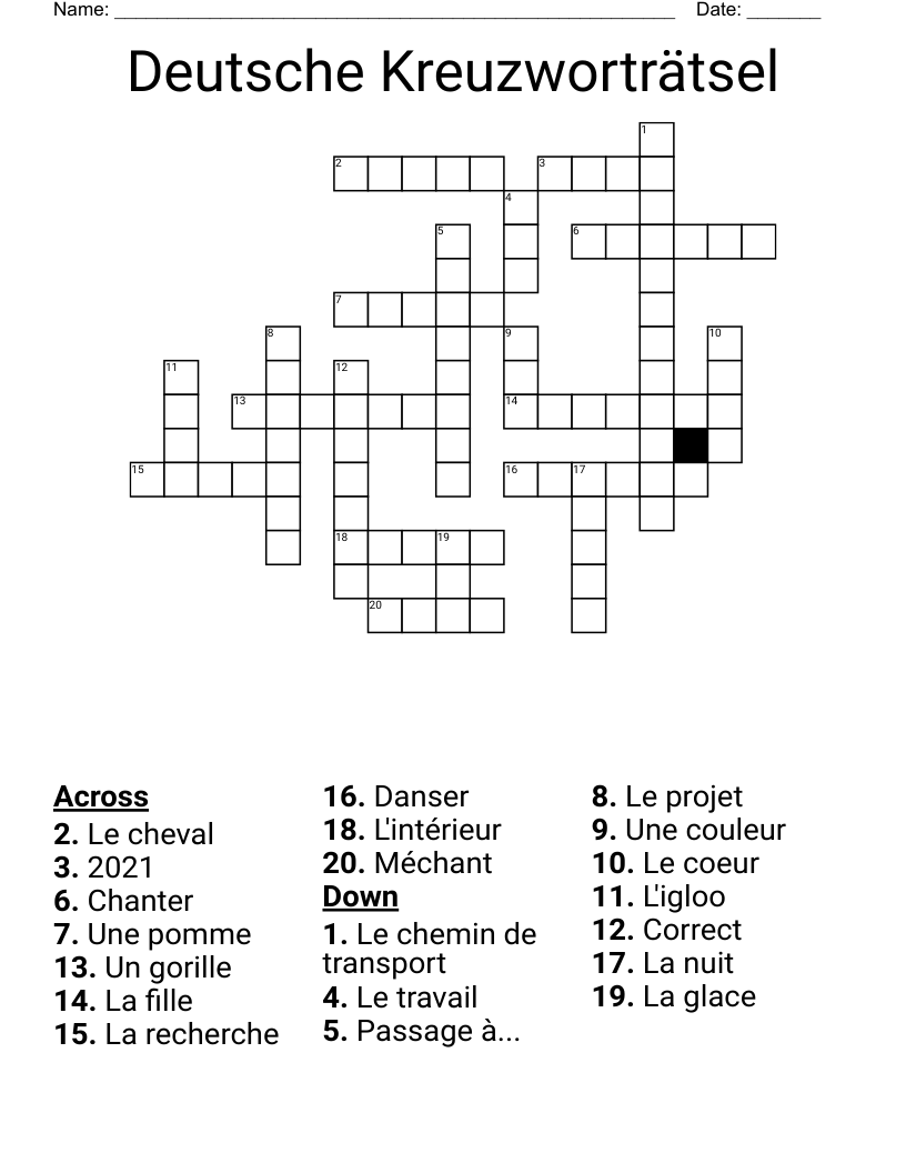 Deutsche Kreuzworträtsel Crossword