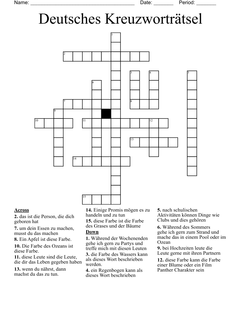 Deutsches Kreuzworträtsel Crossword