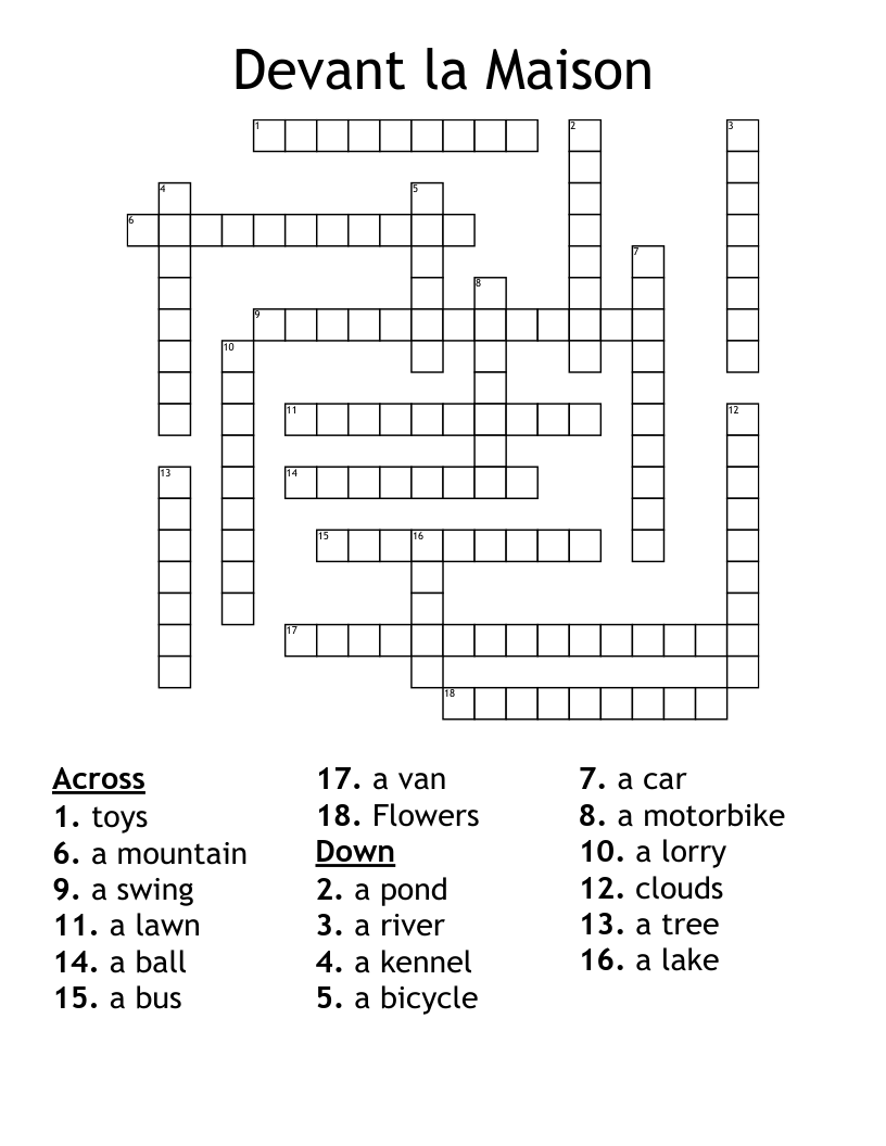 Devant la Maison Crossword
