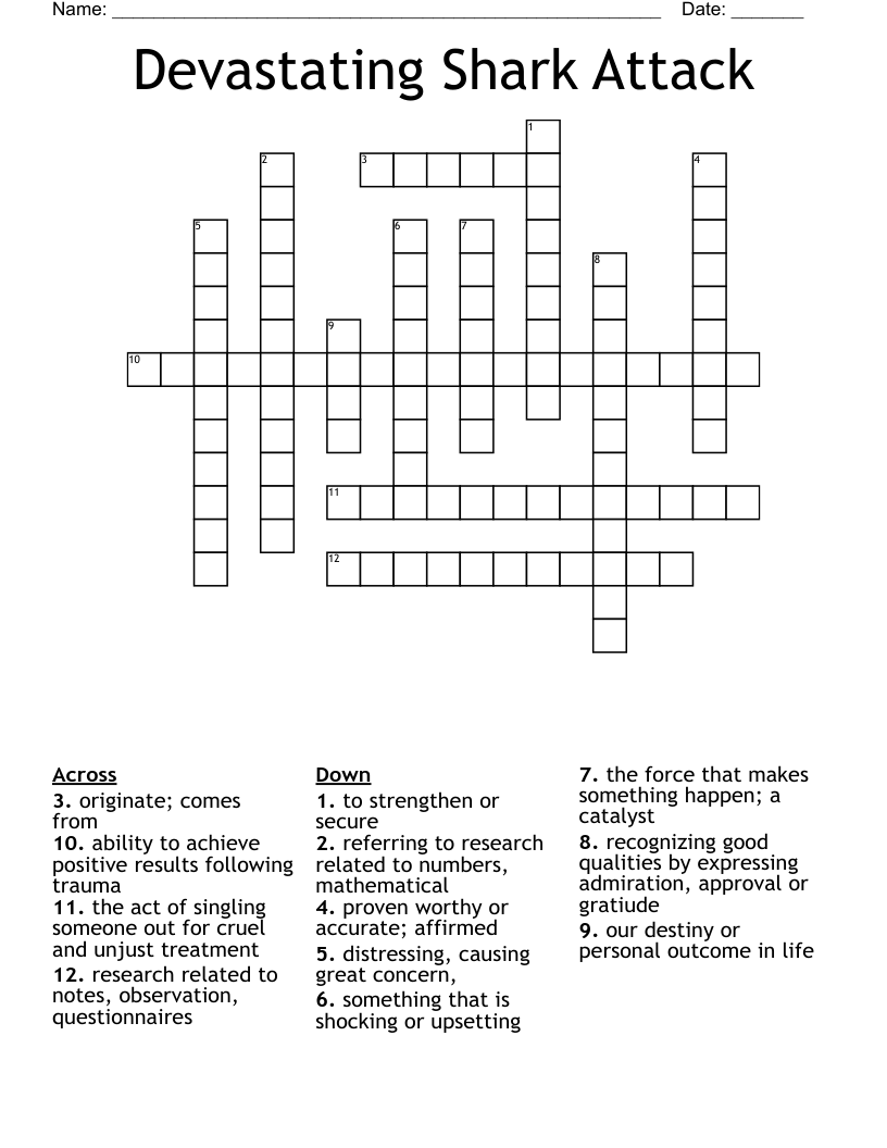 Devastating Shark Attack Crossword