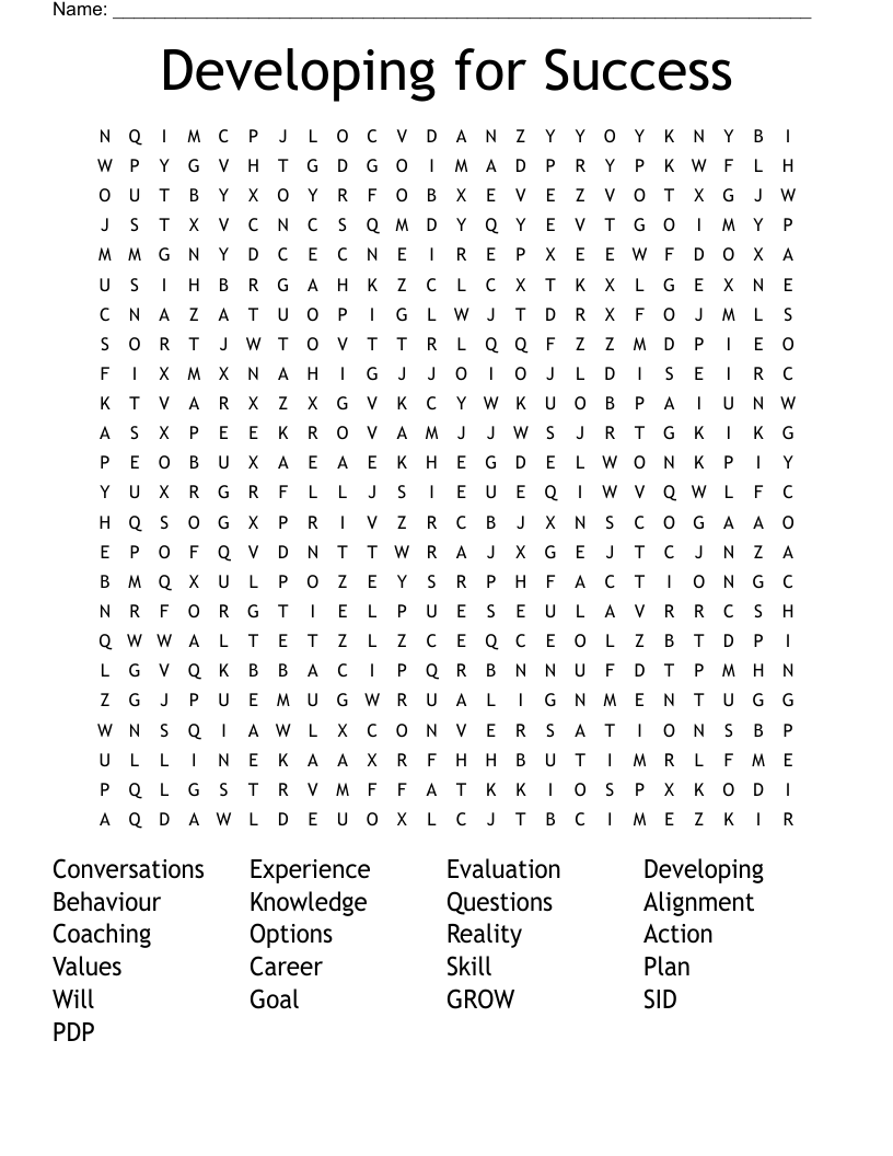 Developing for Success Word Search
