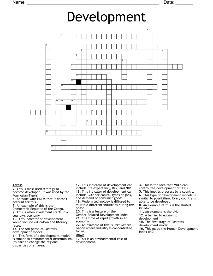 Development Crossword