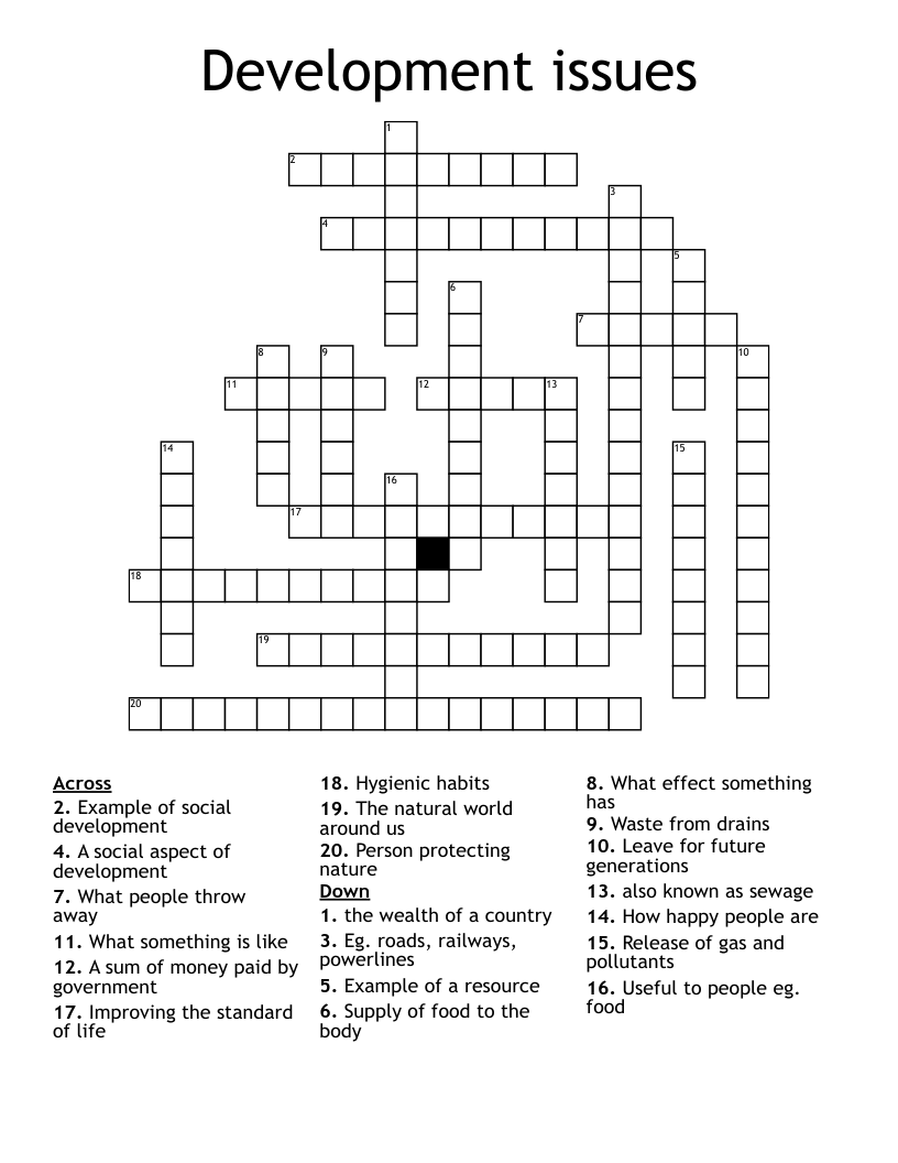 Development issues Crossword