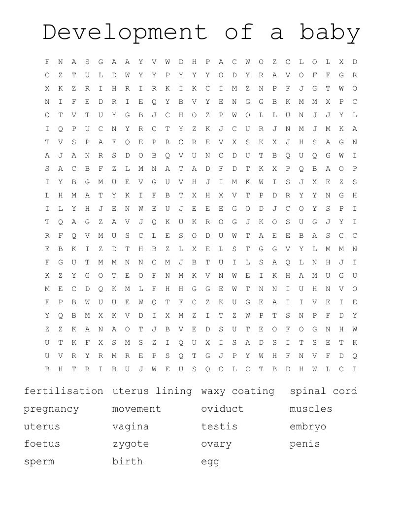 Development of a baby Word Search