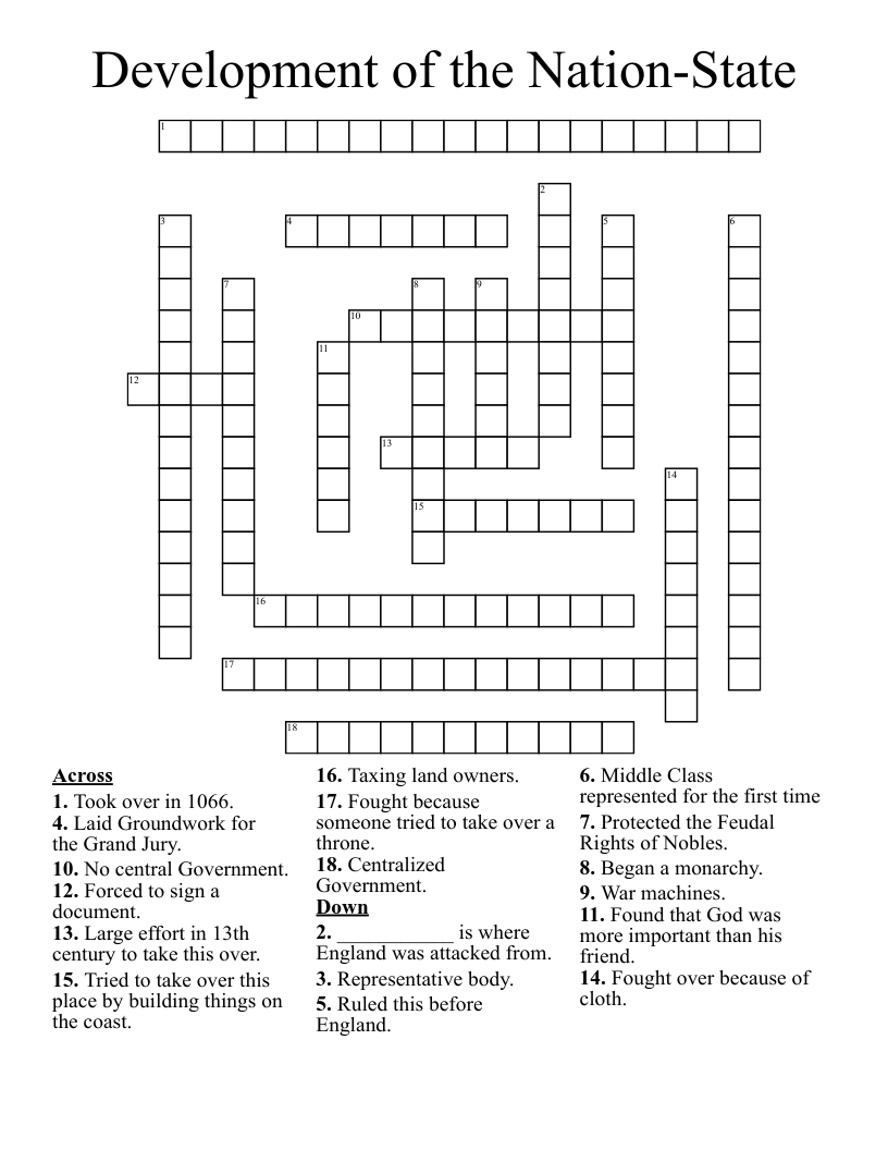 Development of the Nation-State Crossword