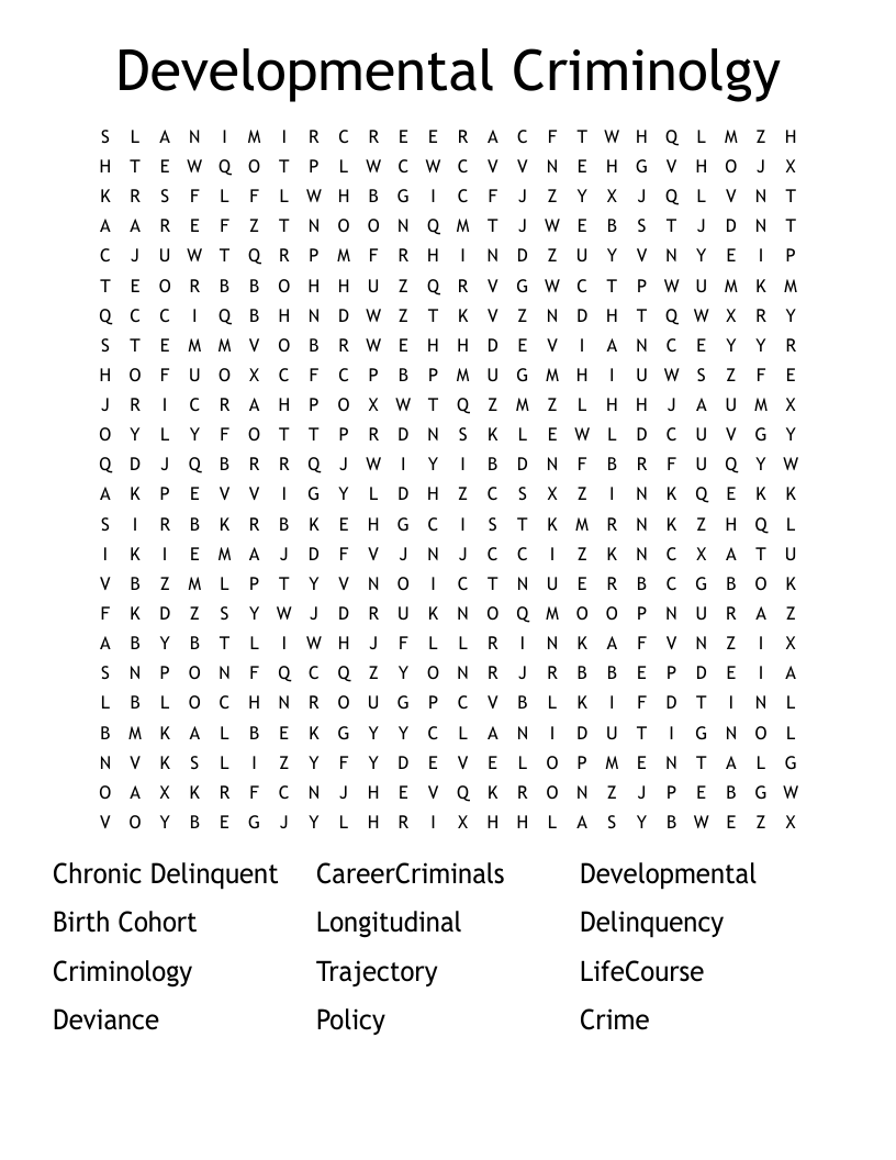 Developmental Criminolgy Word Search