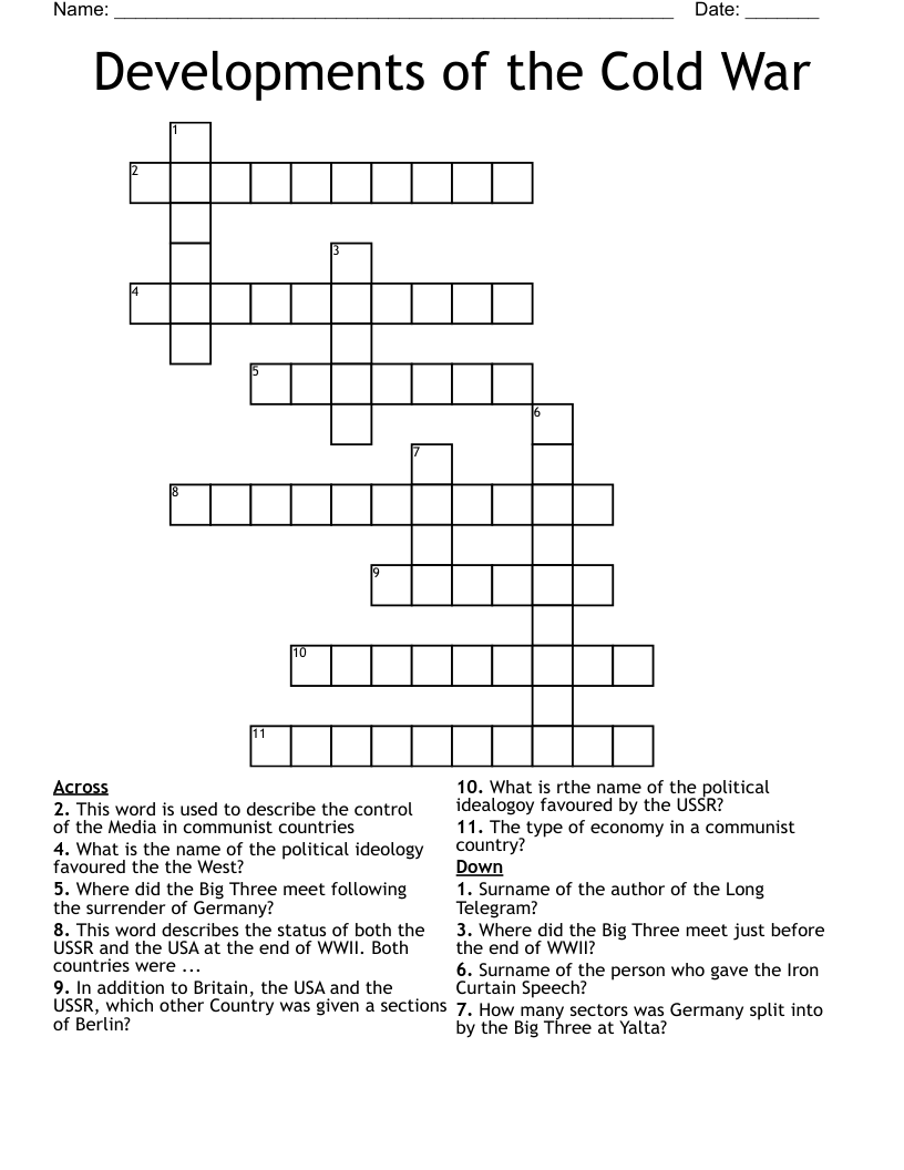 Developments of the Cold War Crossword
