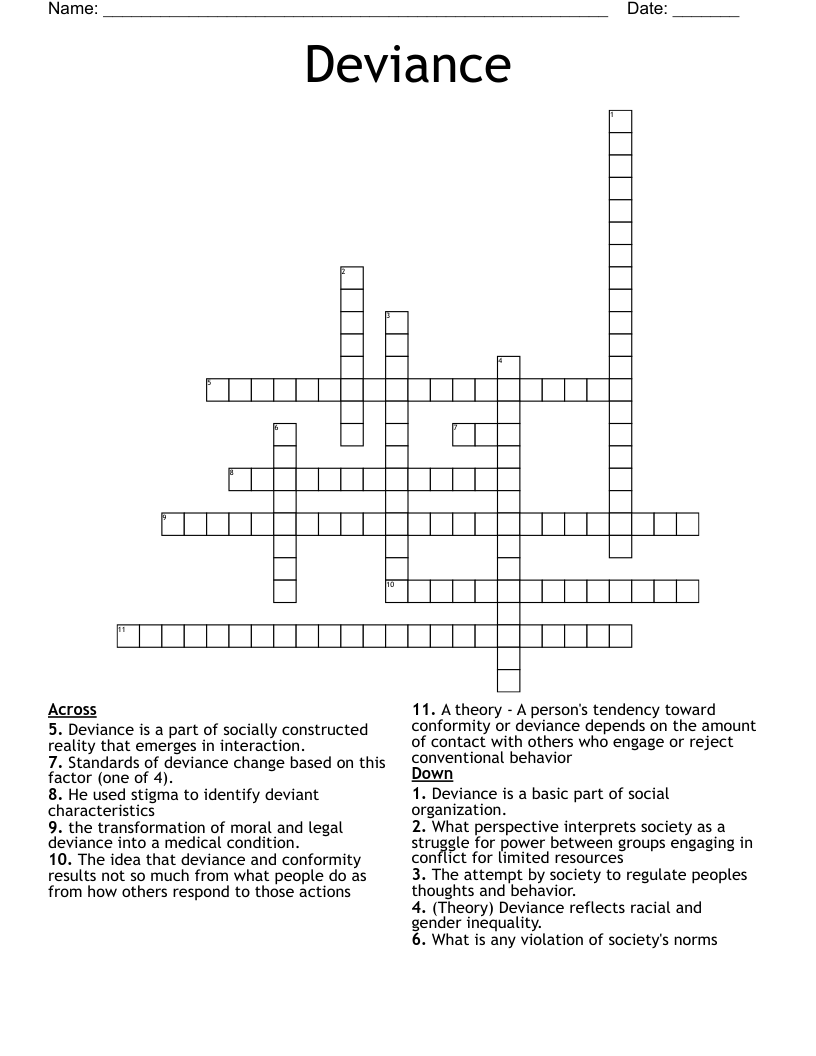 Deviance Crossword