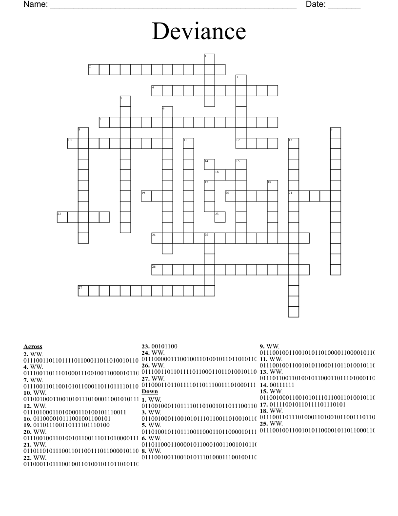Deviance Crossword