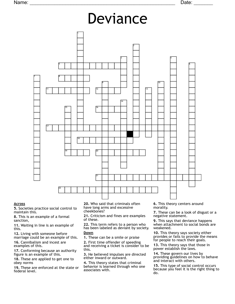 Deviance Crossword
