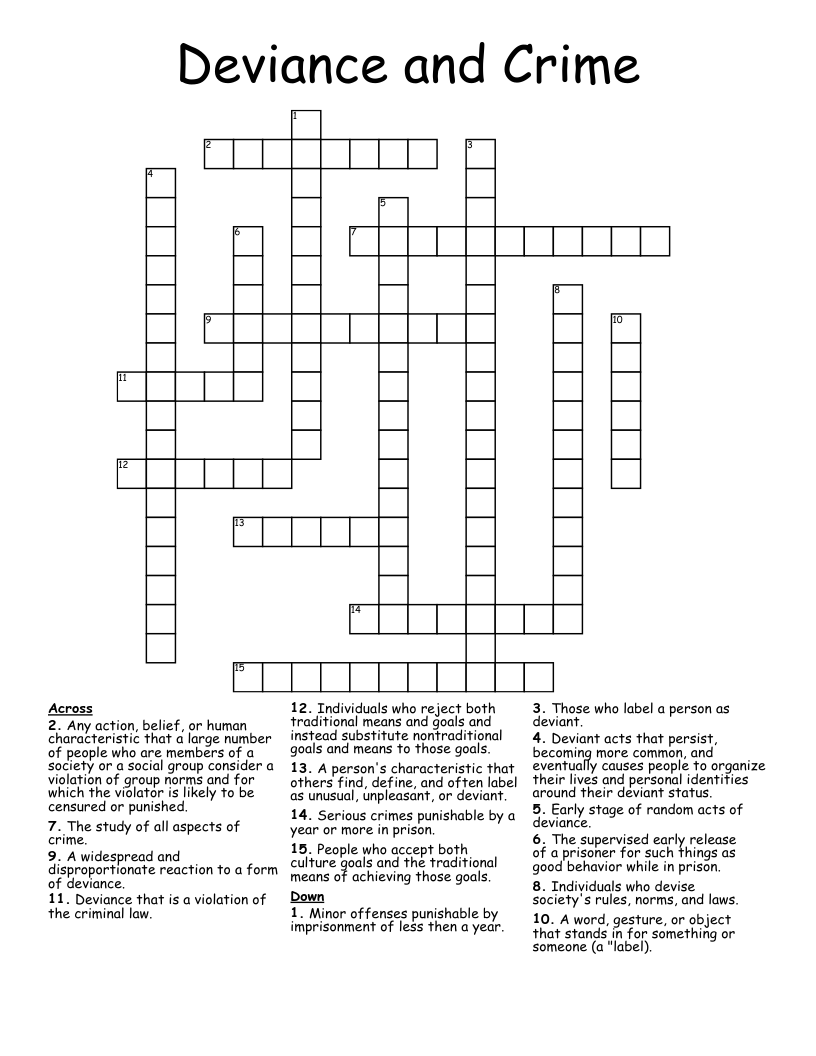 Deviance and Crime Crossword