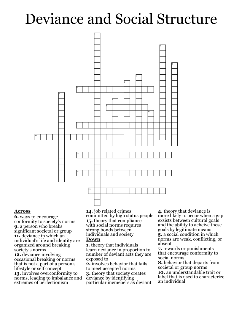 Deviance and Social Structure Crossword