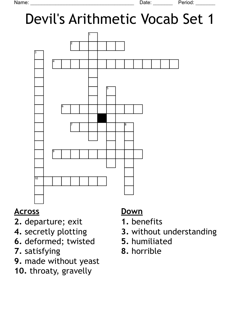 Devil's Arithmetic Vocab Set 1 Crossword