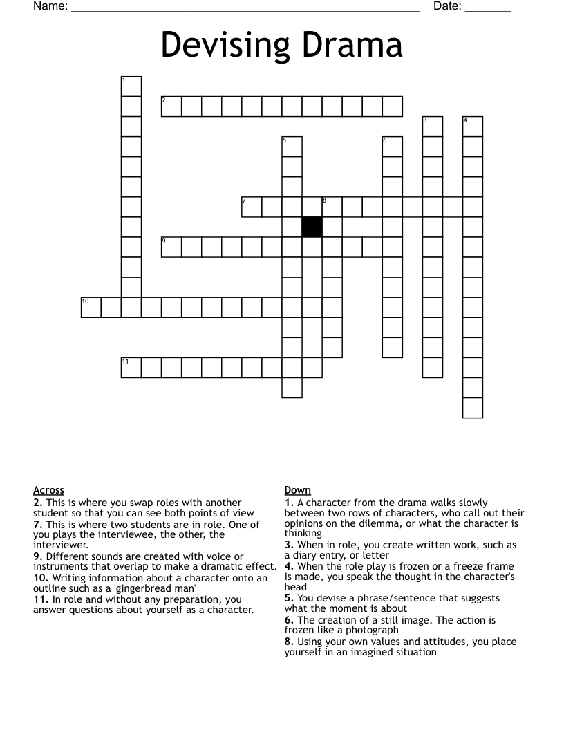 Devising Drama Crossword