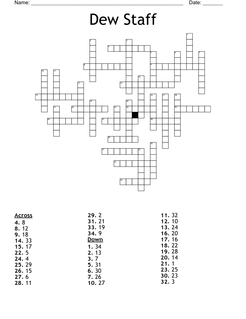 Dew Staff Crossword