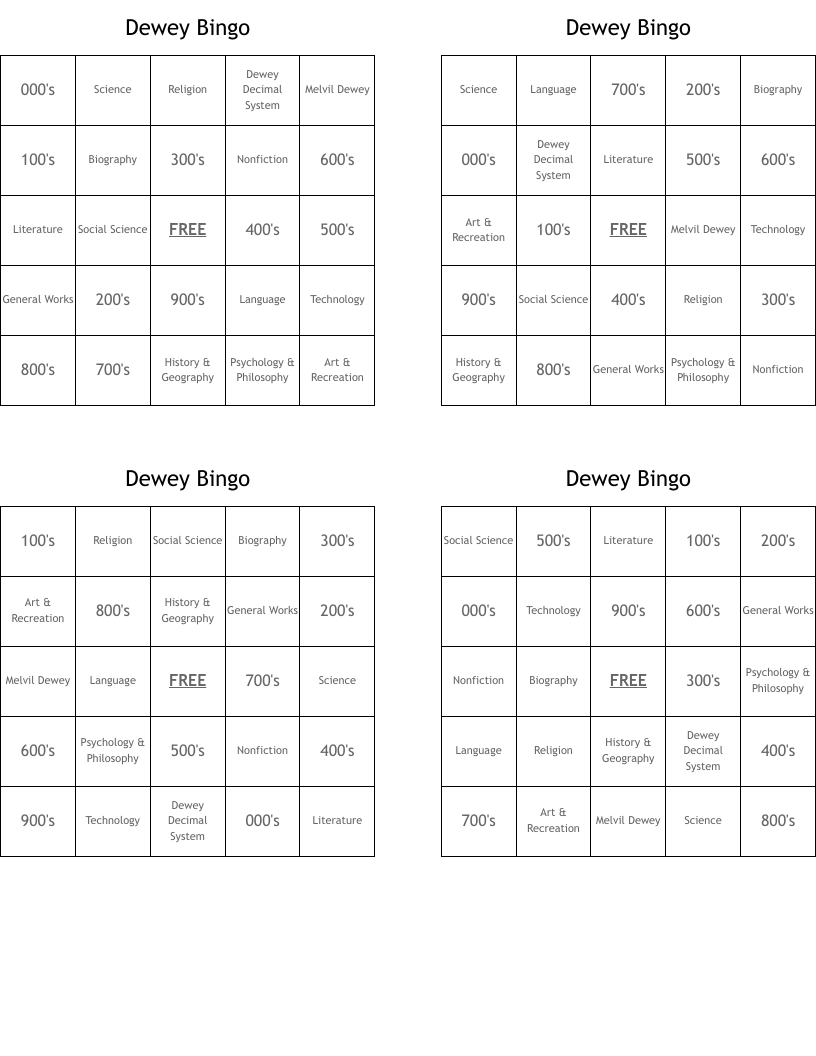 Dewey Bingo