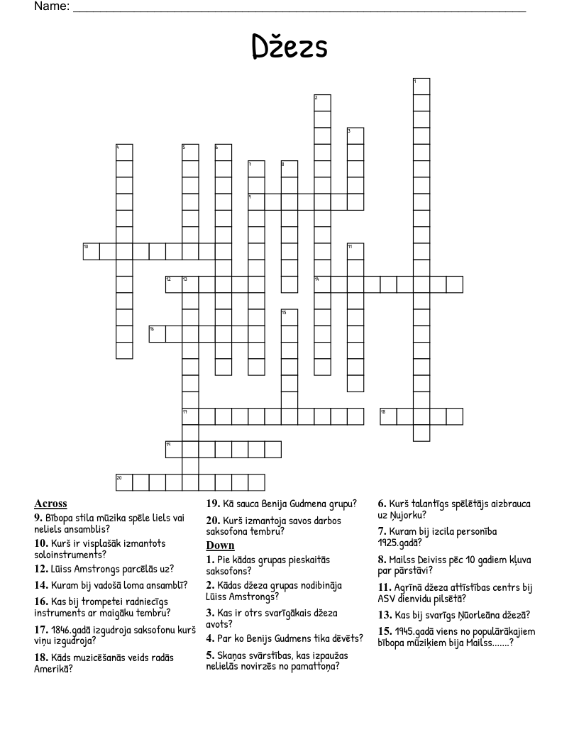 Džezs Crossword