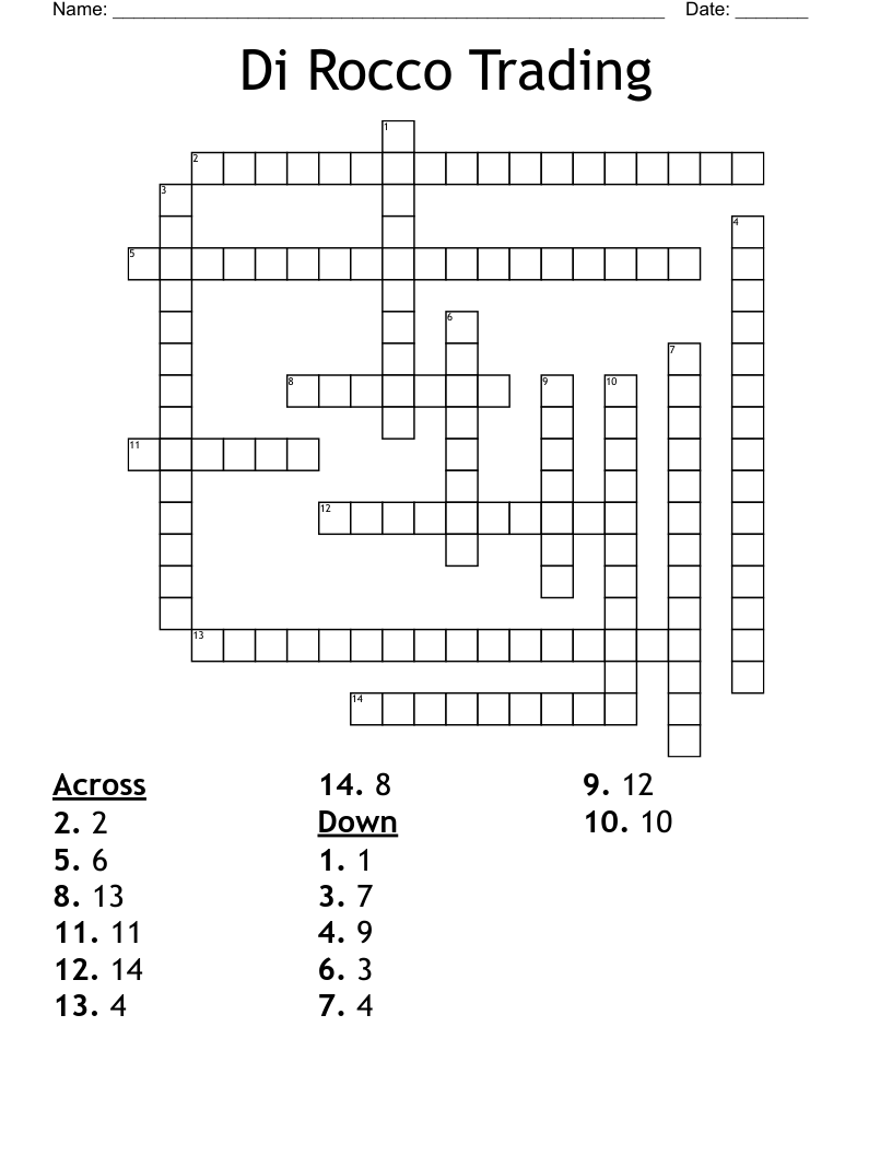 Di Rocco Trading Crossword