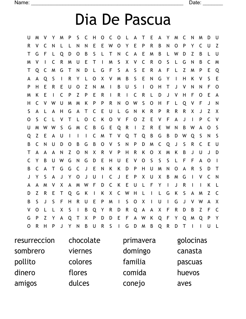 Dia De Pascua Word Search
