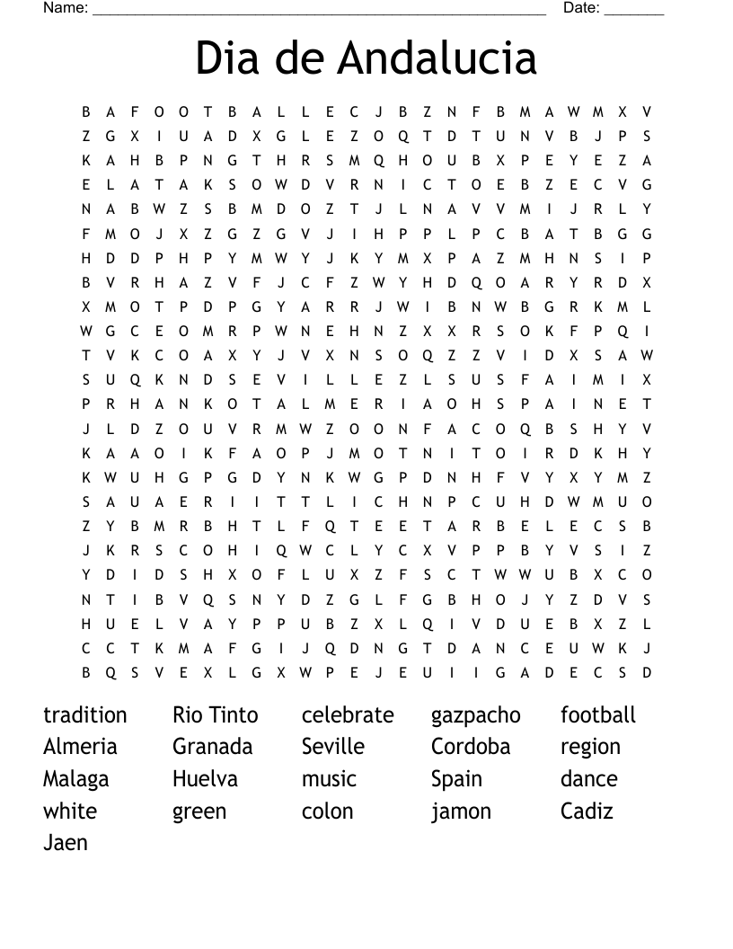 Dia de Andalucia Word Search