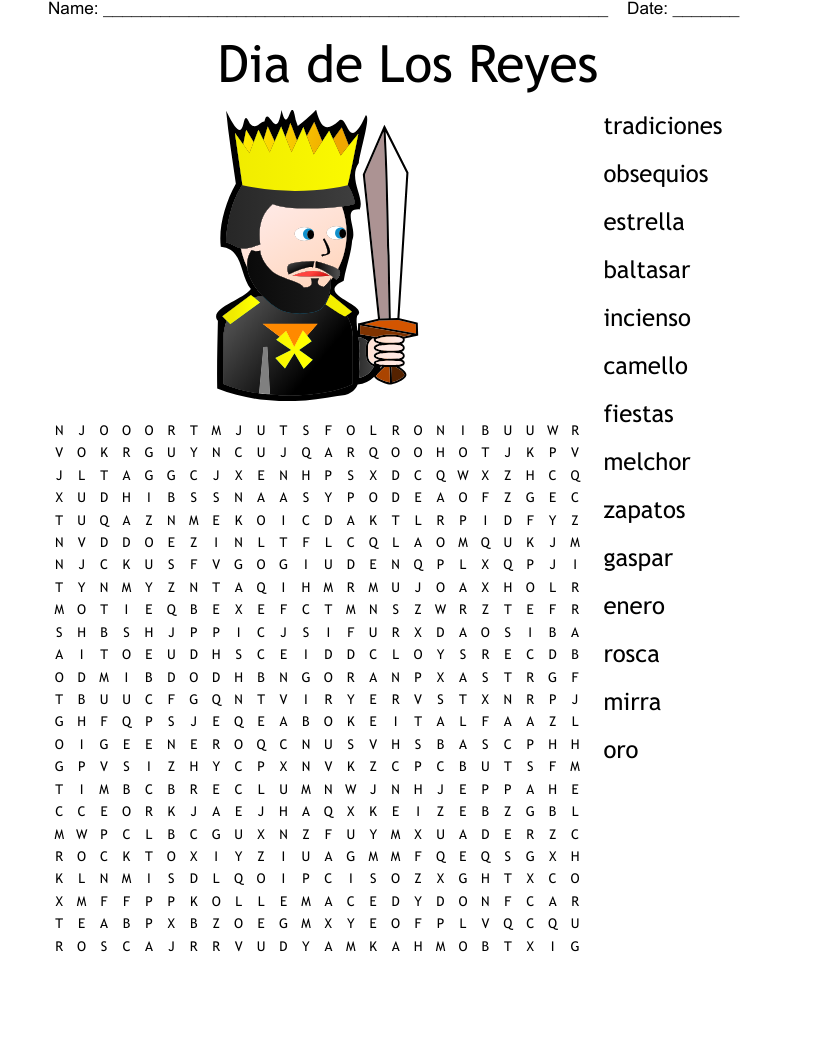 Dia de Los Reyes Word Search