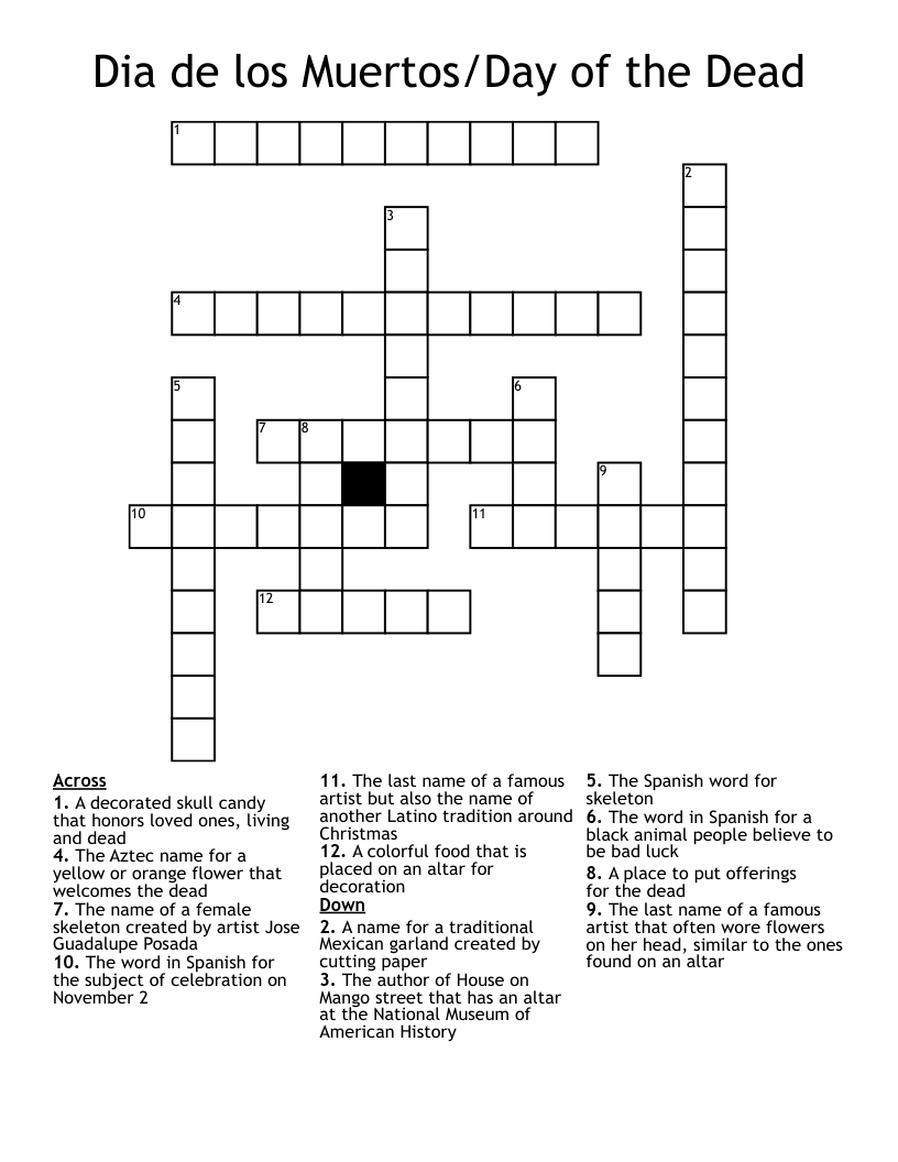 Dia de los Muertos/Day of the Dead Crossword