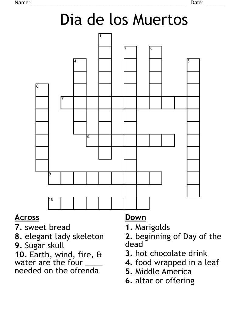 Dia de los Muertos Crossword
