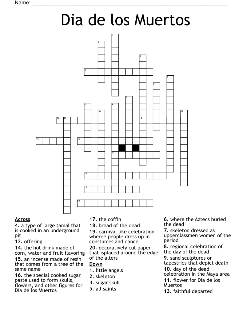 Dia de los Muertos Crossword
